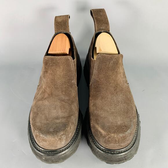 JULIUS_7 Size 9.5 Brown Black Suede Chunky Tread Sole Loafers - Picture 4 of 8